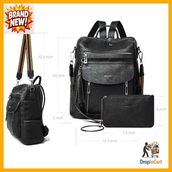 Faux Leather Convertible Backpack Purse Multipurpose Travel  display picture 1